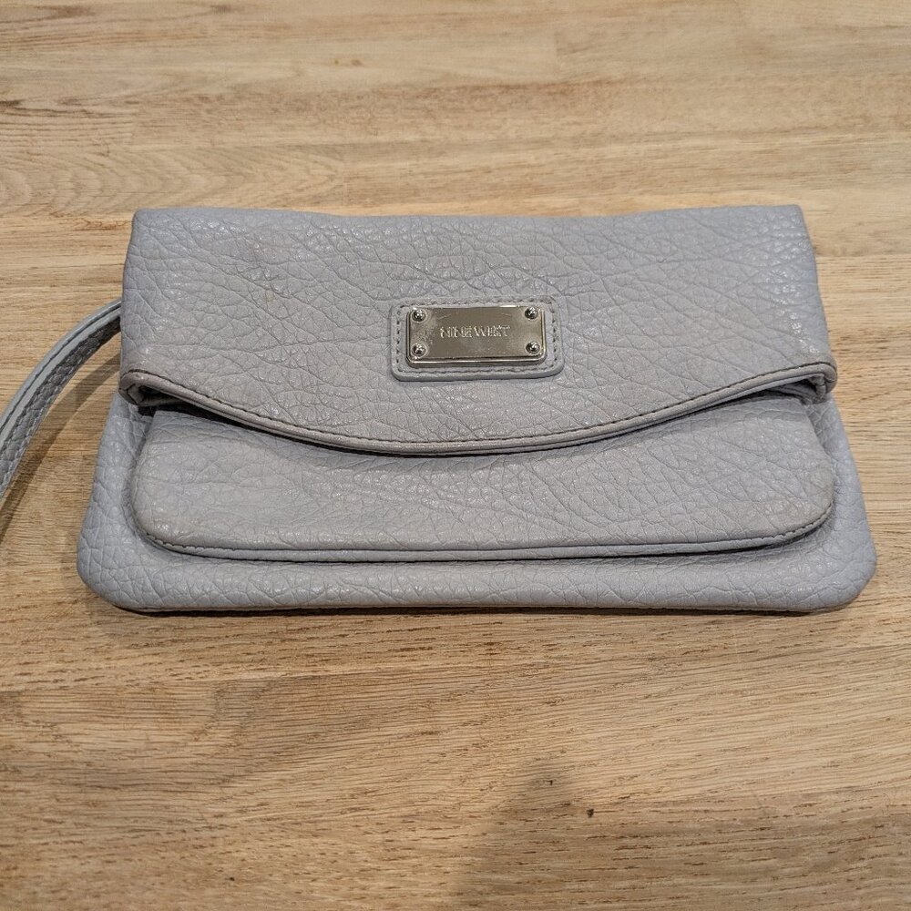 Nine West Grey Leather Wristlet